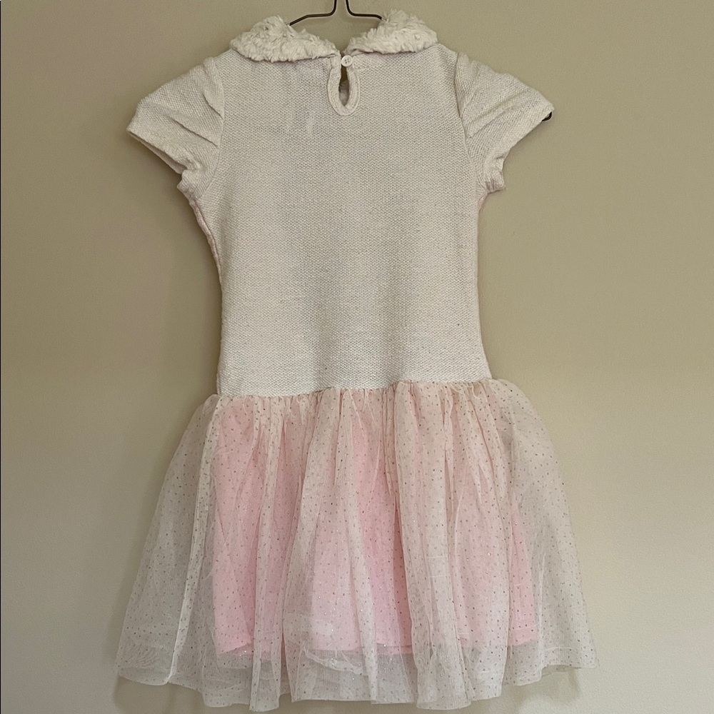 Hello Kitty Fur Trimmed Neckline Pink and White Dress Toddler Girls 5 - Picture 5 of 7